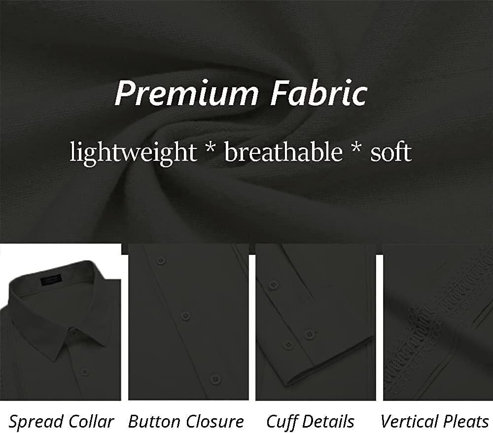 7-Pack Men's Cuban Shirts Long Sleeve Casual Button Down Shirt Cotton Beach Tops💖Buy two packs for free shipping💖