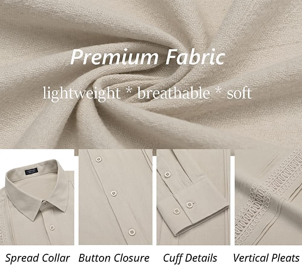 7-Pack Men's Cuban Shirts Long Sleeve Casual Button Down Shirt Cotton Beach Tops💖Buy two packs for free shipping💖