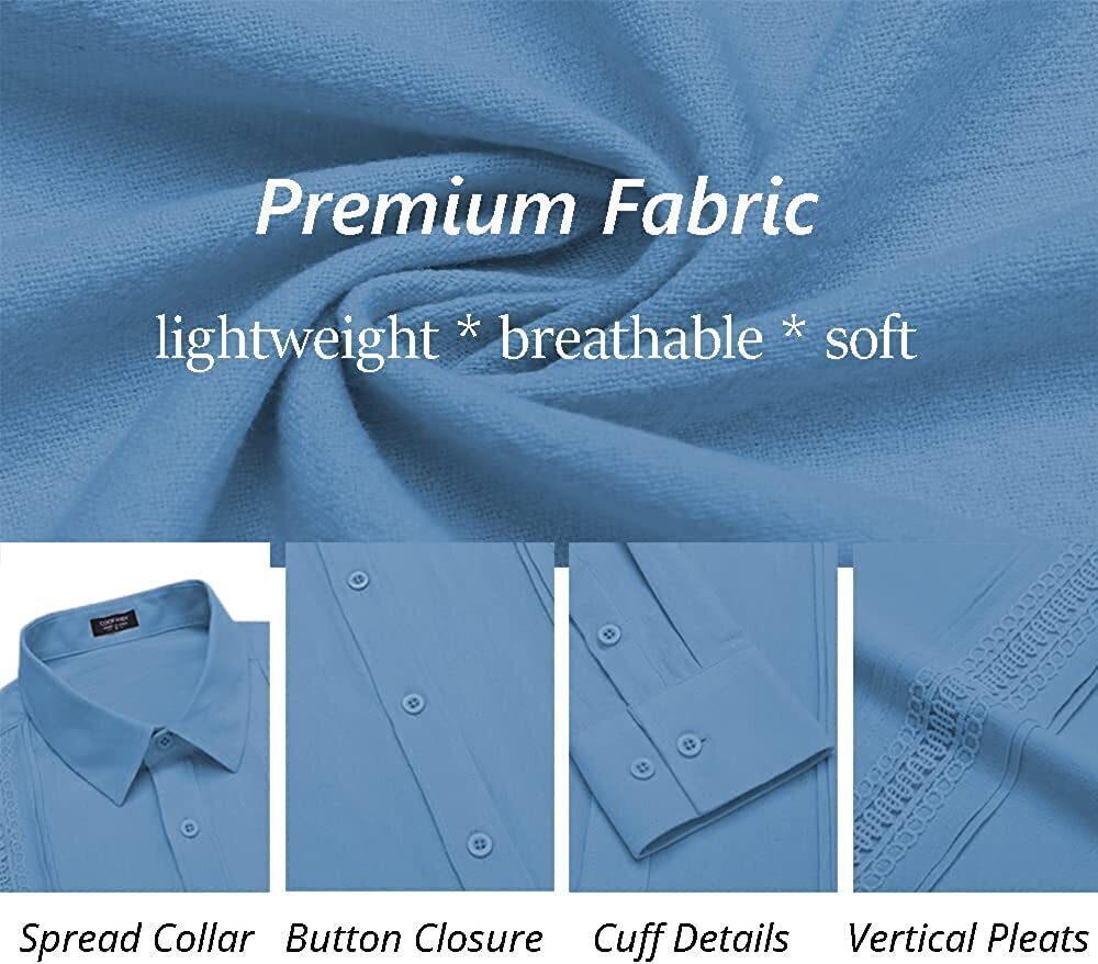 7-Pack Men's Cuban Shirts Long Sleeve Casual Button Down Shirt Cotton Beach Tops💖Buy two packs for free shipping💖